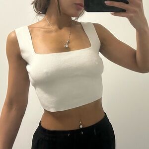 White Square Neck Ribbed Crop Top missguided